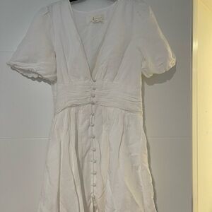 Anthropologie White Mini Dress with Button Detail